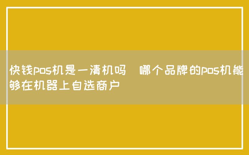 快钱pos机是一清机吗(哪个品牌的pos机能够在机器上自选商户)