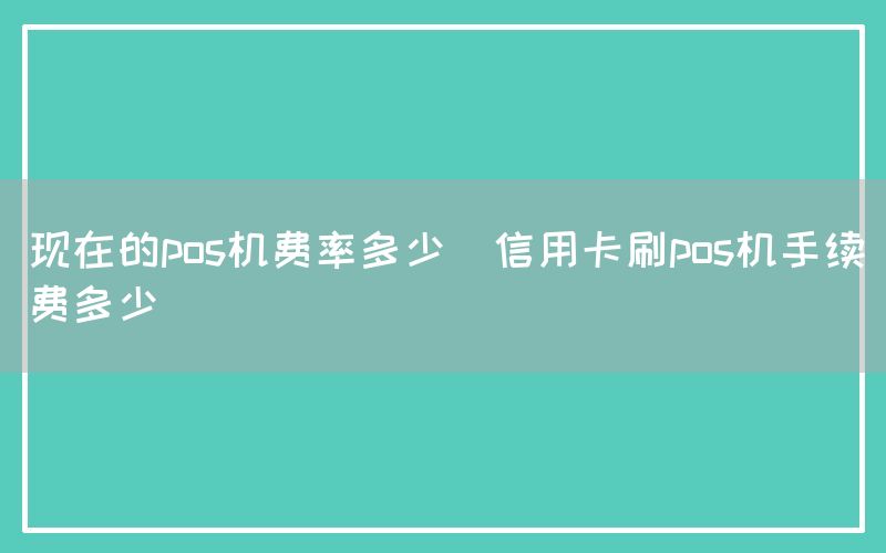 现在的pos机费率多少(信用卡刷pos机手续费多少)