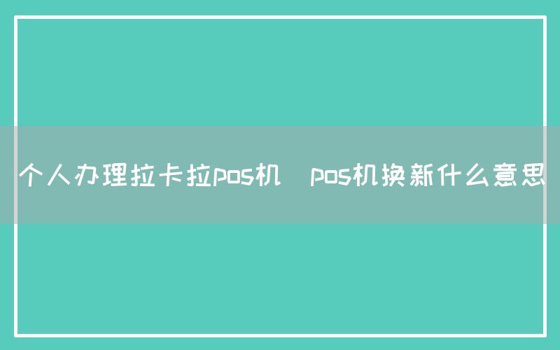 个人办理拉卡拉pos机(pos机换新什么意思)