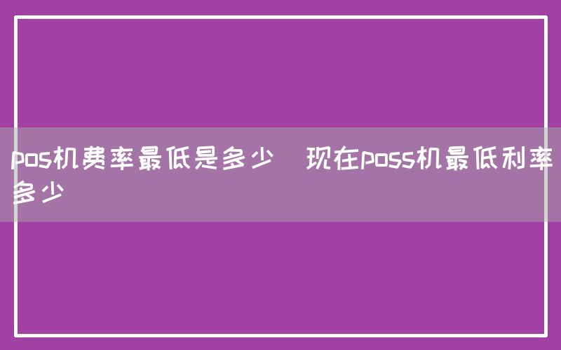 pos机费率最低是多少(现在poss机最低利率多少)
