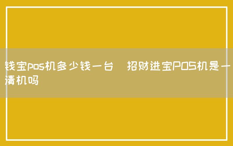 钱宝pos机多少钱一台(招财进宝POS机是一清机吗)