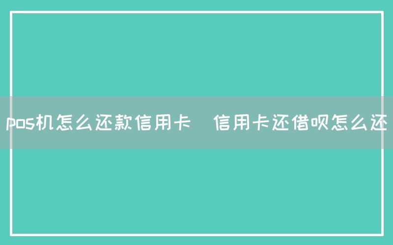 pos机怎么还款信用卡(信用卡还借呗怎么还)