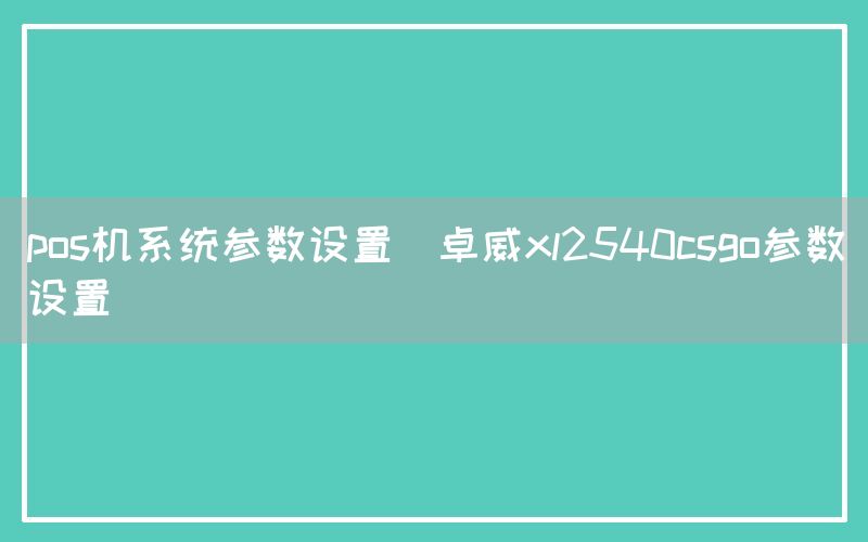 pos机系统参数设置(卓威xl2540csgo参数设置)