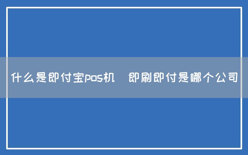 什么是即付宝pos机(即刷即付是哪个公司)(图1)