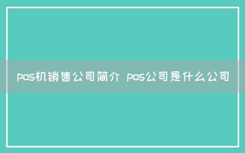 pos机销售公司简介 pos公司是什么公司