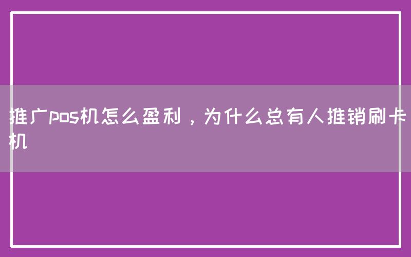 推广pos机怎么盈利，为什么总有人推销刷卡机(图1)