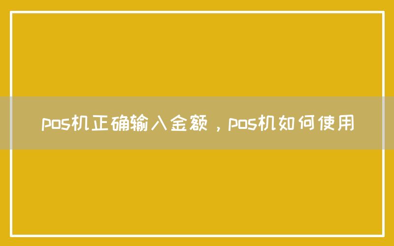 pos机正确输入金额，pos机如何使用