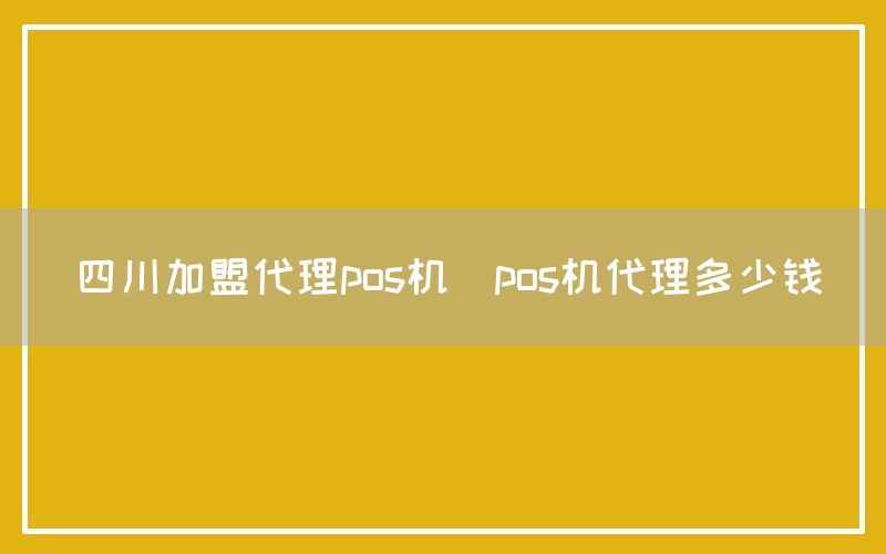 四川加盟代理pos机(pos机代理多少钱)