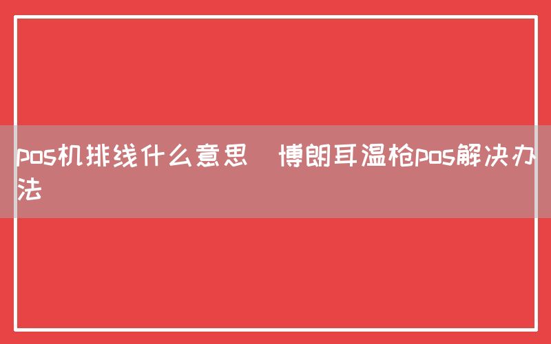 pos机排线什么意思(博朗耳温枪pos解决办法)