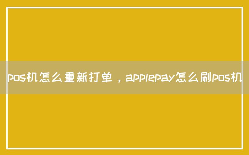 pos机怎么重新打单，applepay怎么刷pos机