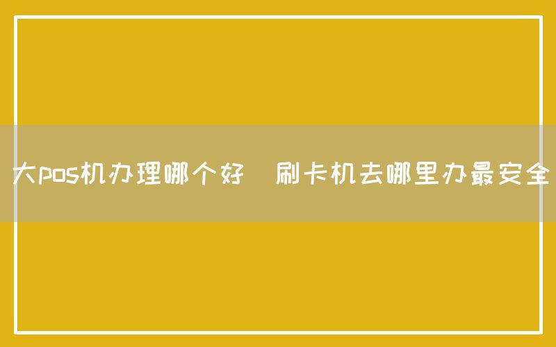 大pos机办理哪个好(刷卡机去哪里办最安全)