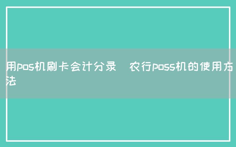 用pos机刷卡会计分录(农行poss机的使用方法)