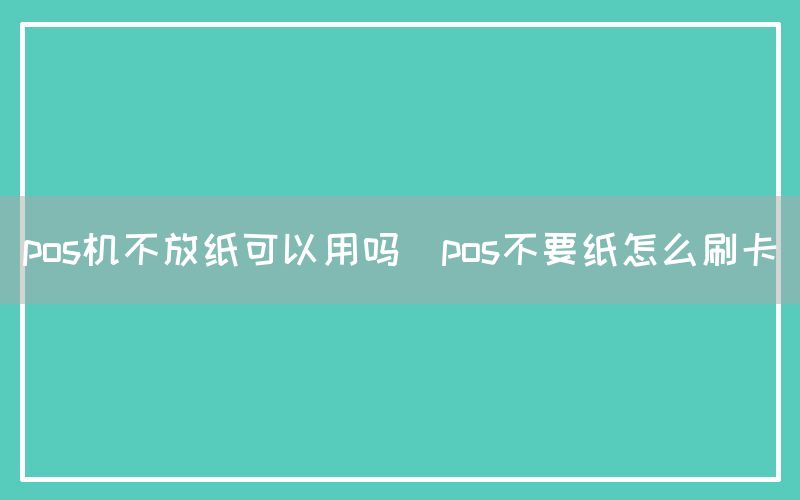 pos机不放纸可以用吗(pos不要纸怎么刷卡)