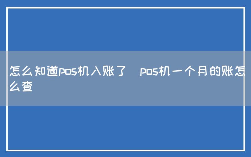 怎么知道pos机入账了(pos机一个月的账怎么查)