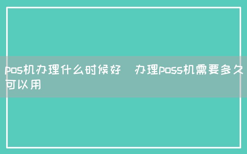 pos机办理什么时候好(办理poss机需要多久可以用)