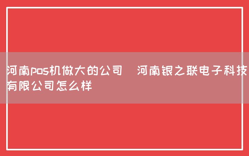 河南pos机做大的公司(河南银之联电子科技有限公司怎么样)
