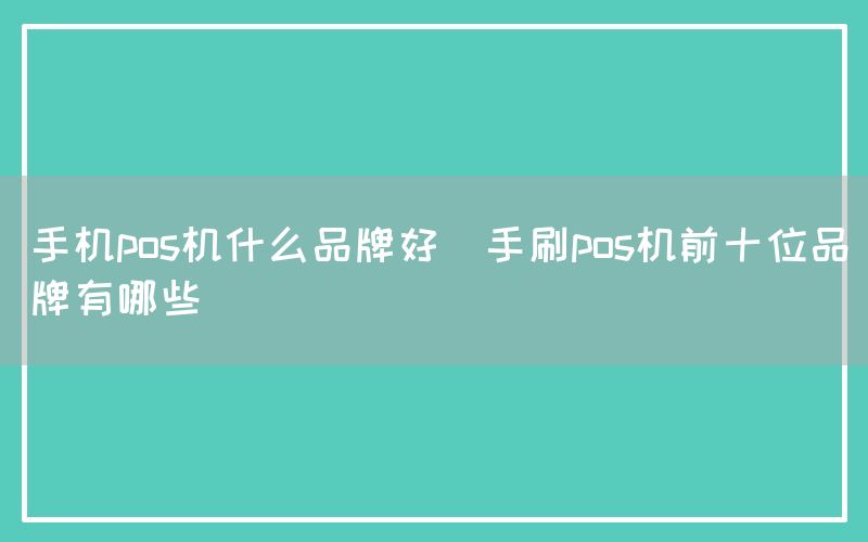 手机pos机什么品牌好(手刷pos机前十位品牌有哪些)(图1)