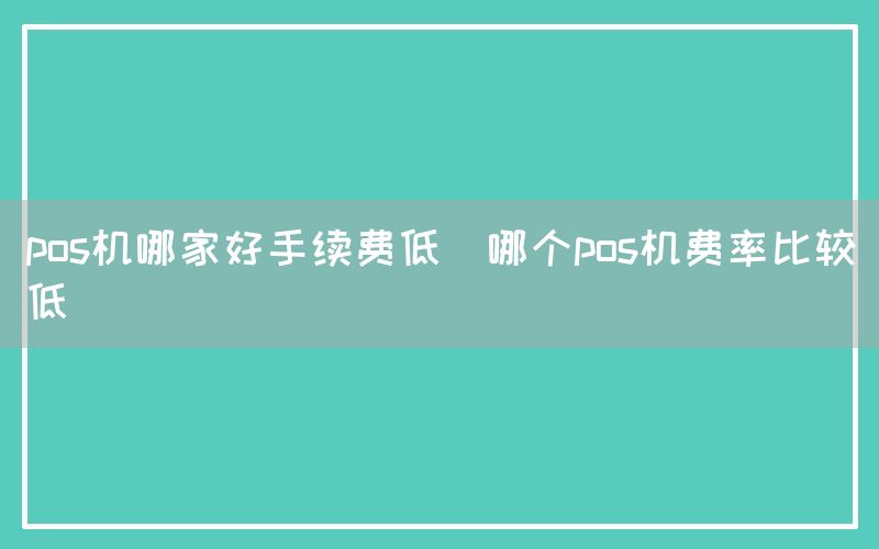 pos机哪家好手续费低(哪个pos机费率比较低)