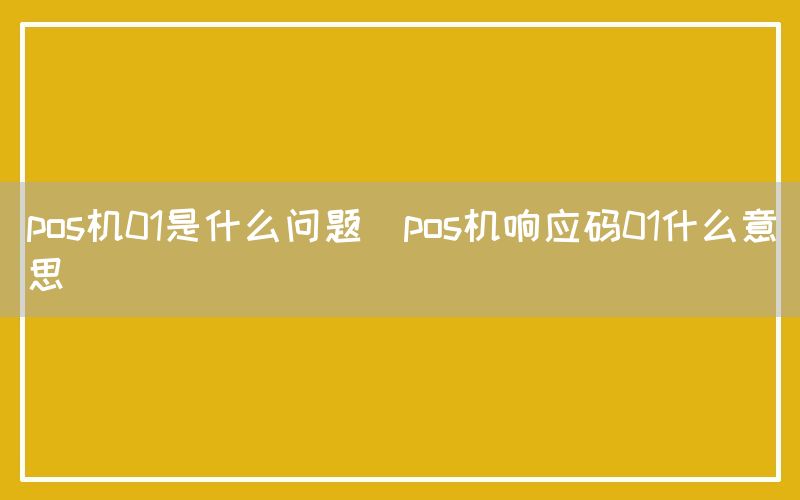 pos机01是什么问题(pos机响应码01什么意思)