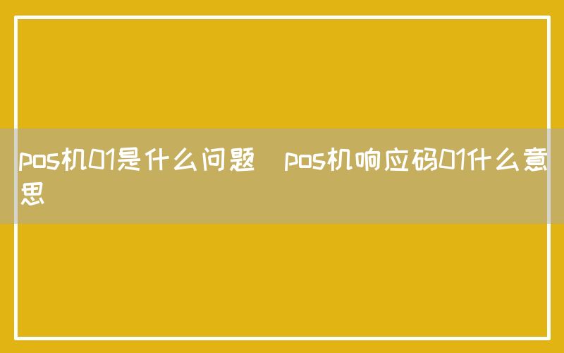 pos机01是什么问题(pos机响应码01什么意思)