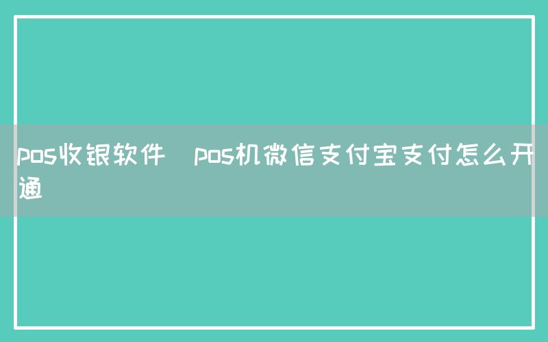 pos收银软件(pos机微信支付宝支付怎么开通)