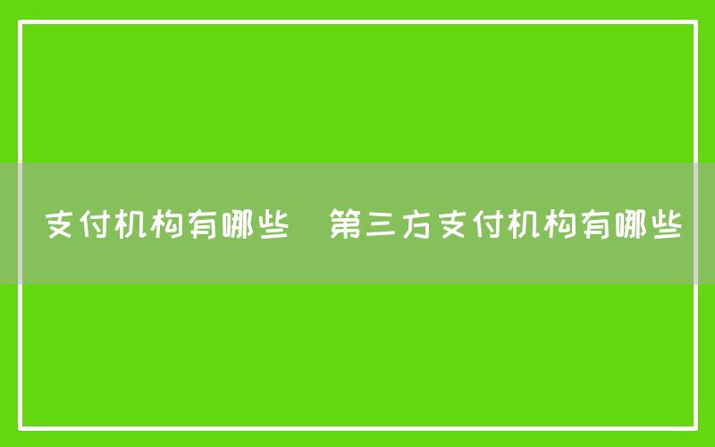 支付机构有哪些(第三方支付机构有哪些)