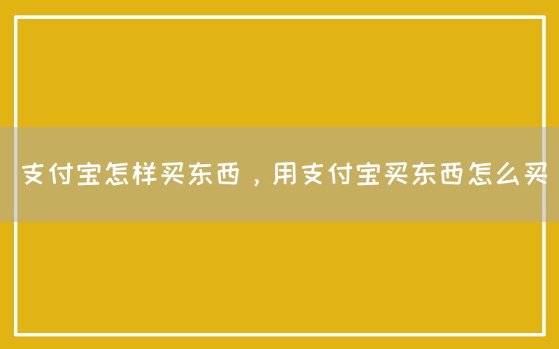 支付宝怎样买东西，用支付宝买东西怎么买