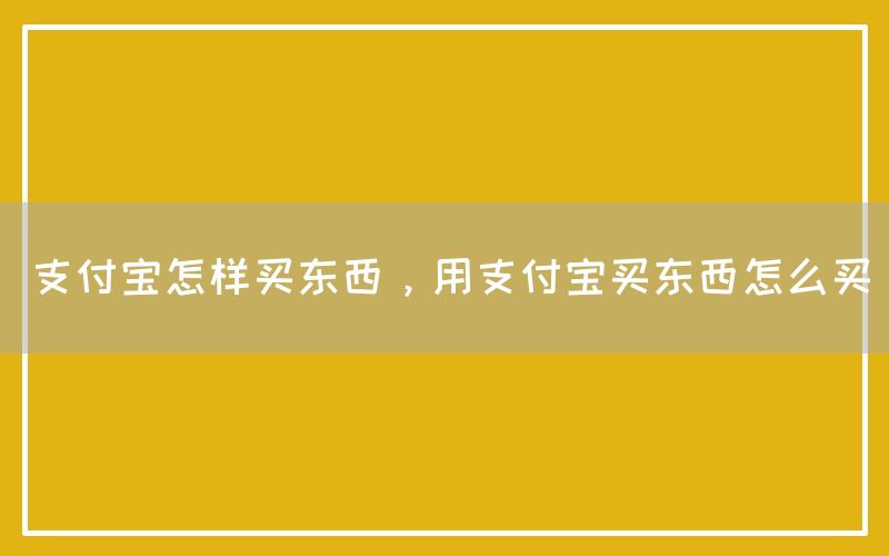 支付宝怎样买东西，用支付宝买东西怎么买