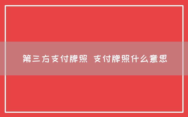第三方支付牌照 支付牌照什么意思