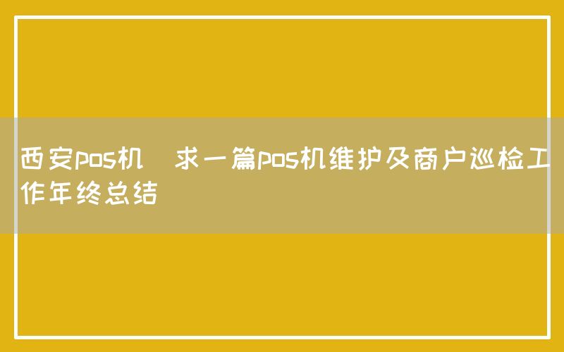 西安pos机(求一篇pos机维护及商户巡检工作年终总结)