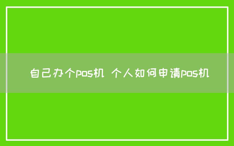 自己办个pos机 个人如何申请pos机