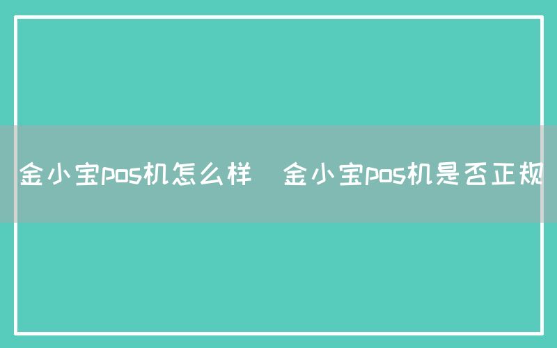 金小宝pos机怎么样(金小宝pos机是否正规)(图1)