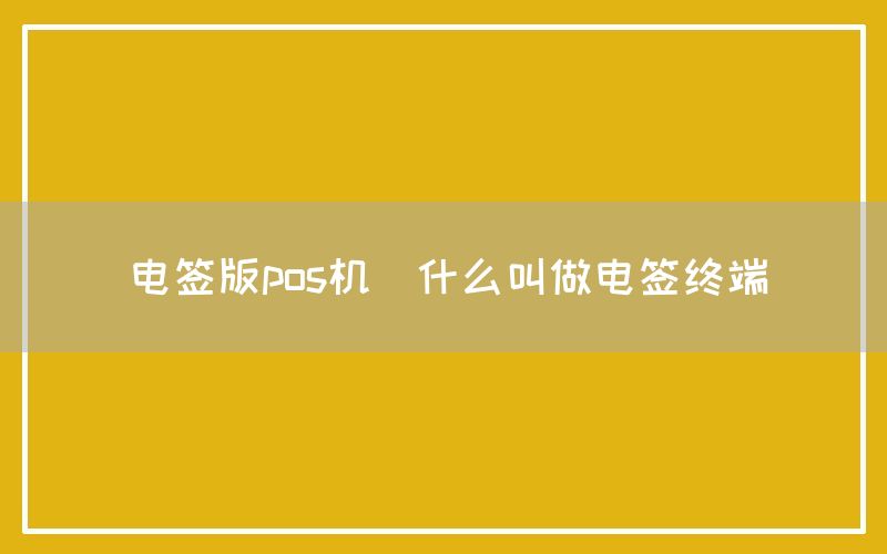 电签版pos机(什么叫做电签终端)