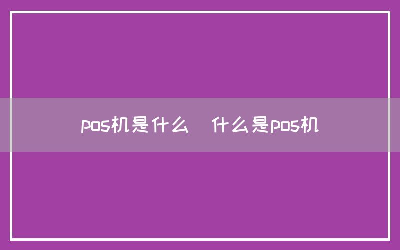 pos机是什么(什么是pos机)