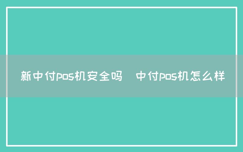 新中付pos机安全吗(中付pos机怎么样)