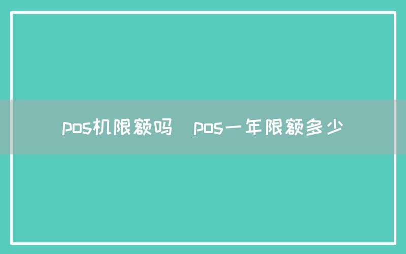 pos机限额吗(pos一年限额多少)