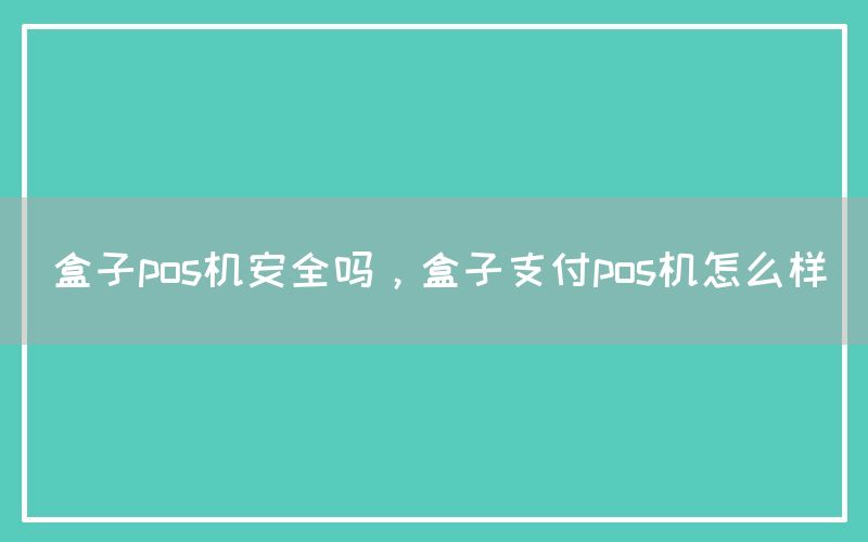 盒子pos机安全吗，盒子支付pos机怎么样