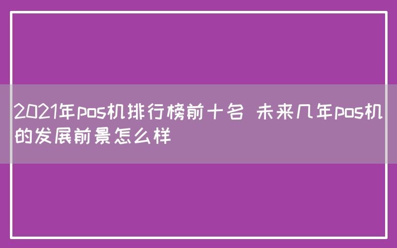 2021年pos机排行榜前十名 未来几年pos机的发展前景怎么样