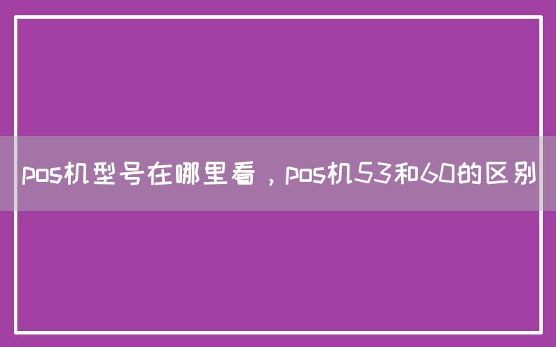 pos机型号在哪里看，pos机53和60的区别