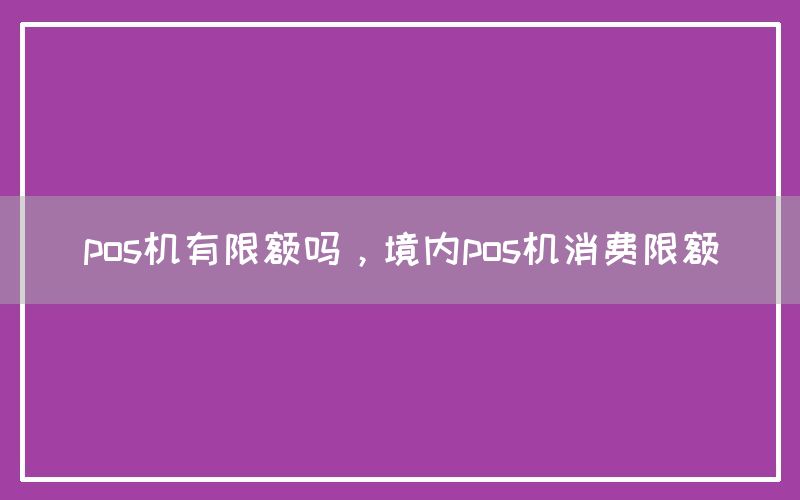 pos机有限额吗，境内pos机消费限额