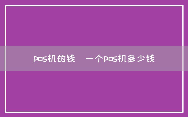 pos机的钱(一个pos机多少钱)