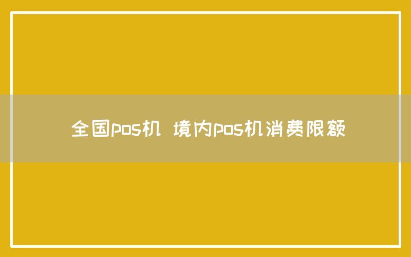 全国pos机 境内pos机消费限额