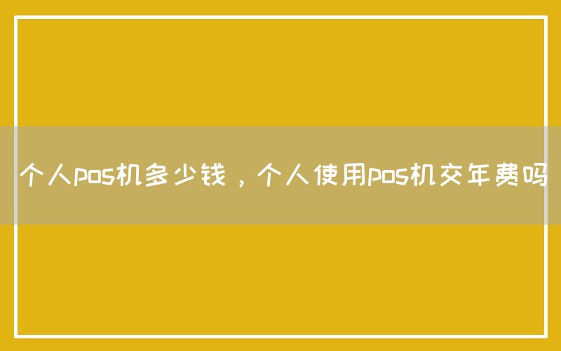 个人pos机多少钱，个人使用pos机交年费吗(图1)