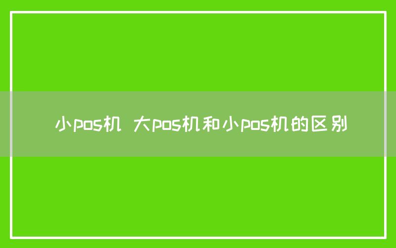 小pos机 大pos机和小pos机的区别