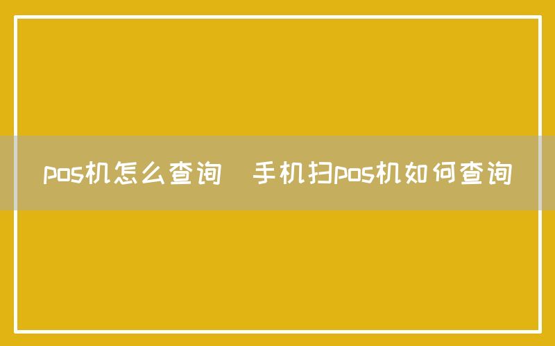 pos机怎么查询(手机扫pos机如何查询)