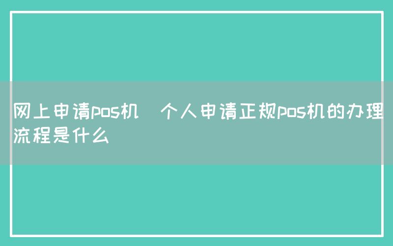 网上申请pos机(个人申请正规pos机的办理流程是什么)