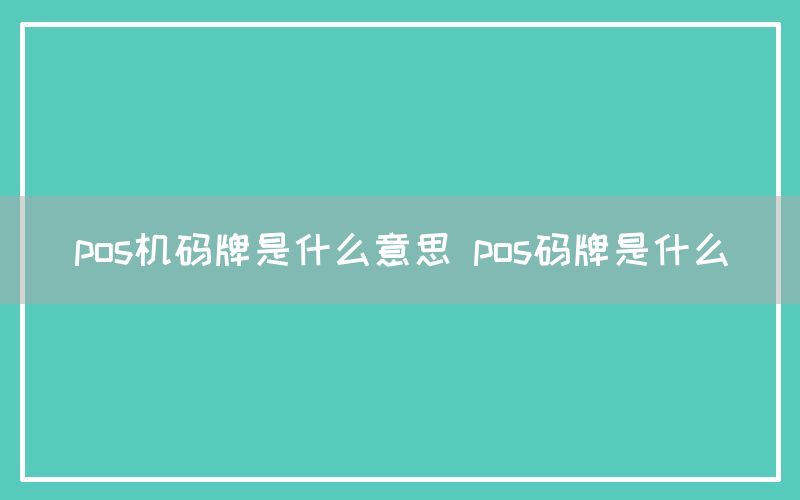 pos机码牌是什么意思 pos码牌是什么