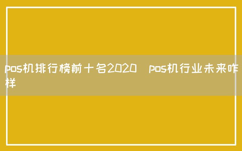 pos机排行榜前十名2020(pos机行业未来咋样)