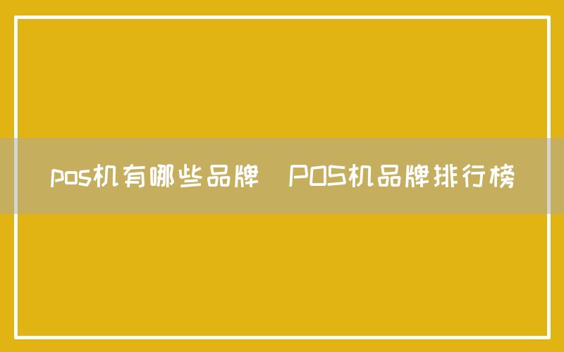 pos机有哪些品牌(POS机品牌排行榜)