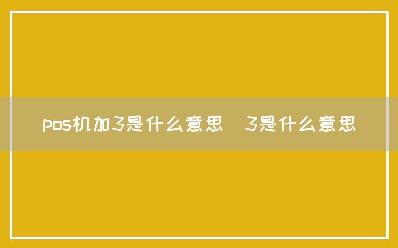 pos机加3是什么意思(3是什么意思)